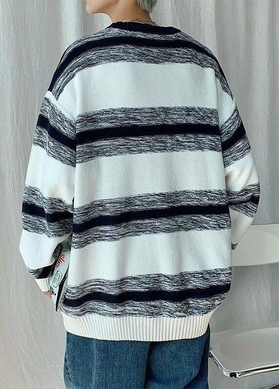 Blue And Grey Striped Sweater | DK - Seventeen - Fashion Chingu