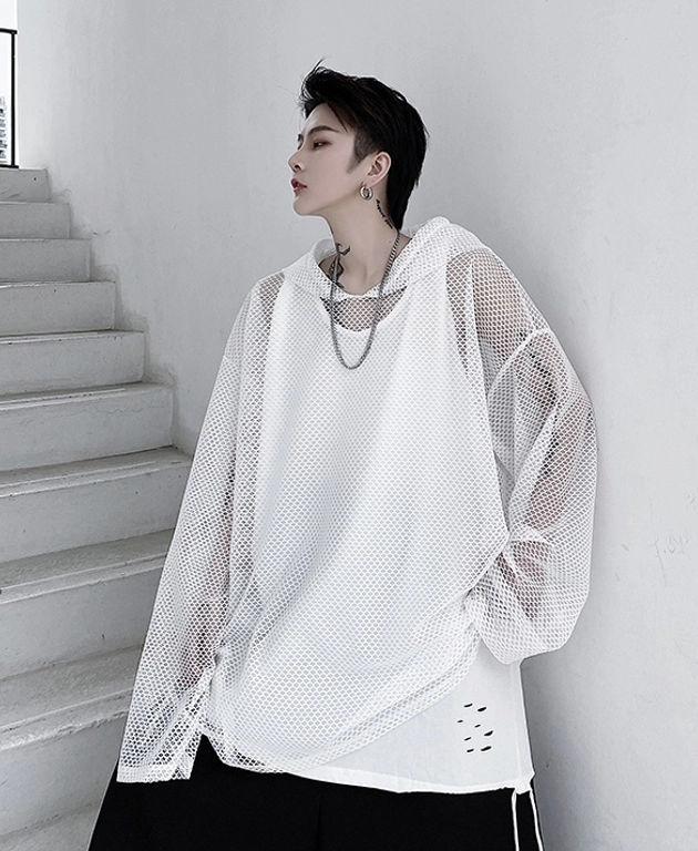 Black Mesh Hoodie | Wooyoung - ATEEZ - Fashion Chingu