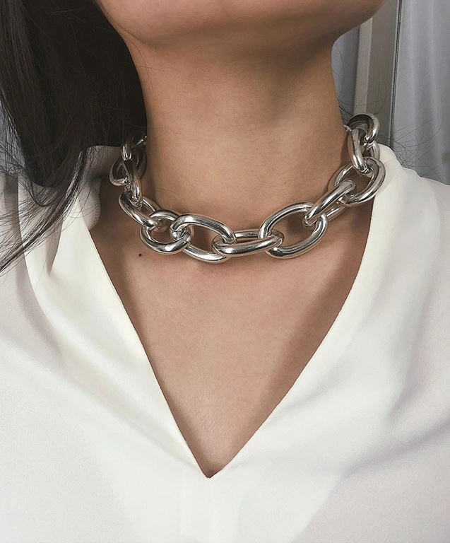 Silver Chunky Chain Necklace | Jaemin - NCT - Fashion Chingu
