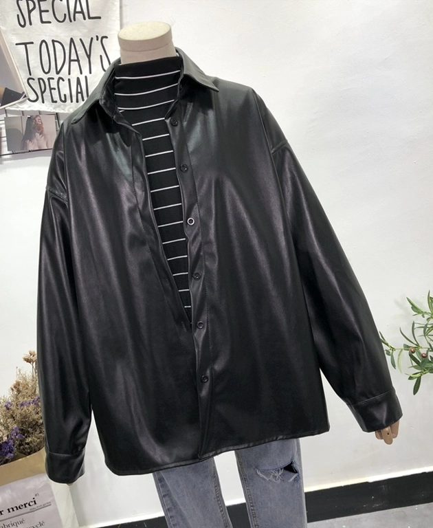 Black Leather Shirt Jacket | MJ - Astro - Fashion Chingu