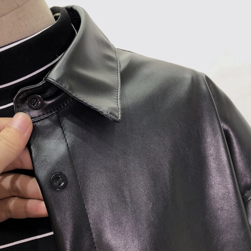 Black Leather Shirt Jacket | MJ - Astro - Fashion Chingu