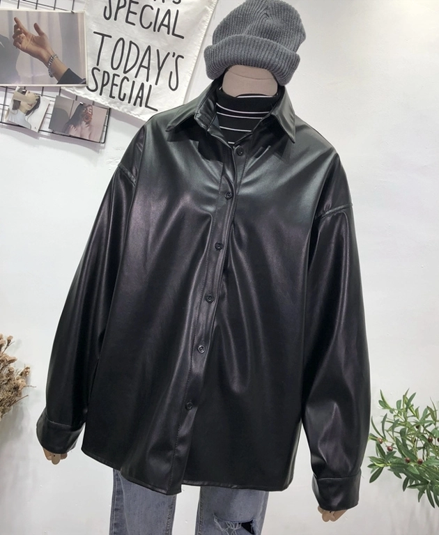 Black Leather Shirt Jacket | MJ - Astro - Fashion Chingu