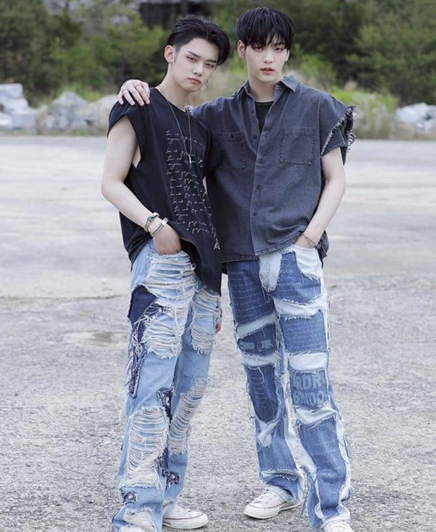 Blue Patch-Work Jeans | Yeonjun - TXT - Fashion Chingu