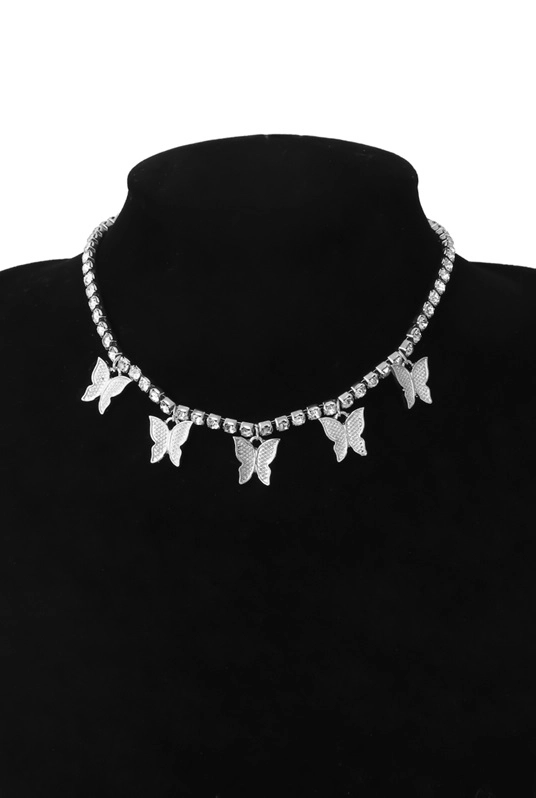 Pink Rhinestone Butterfly Choker | Chaeyoung - Twice
