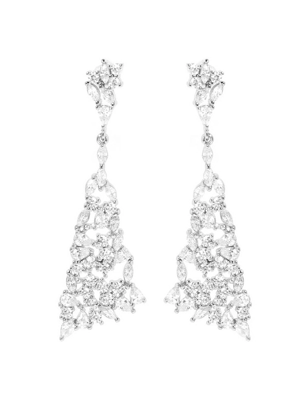 Silver Triangular Crystal Earrings | Cheon Seo Jin