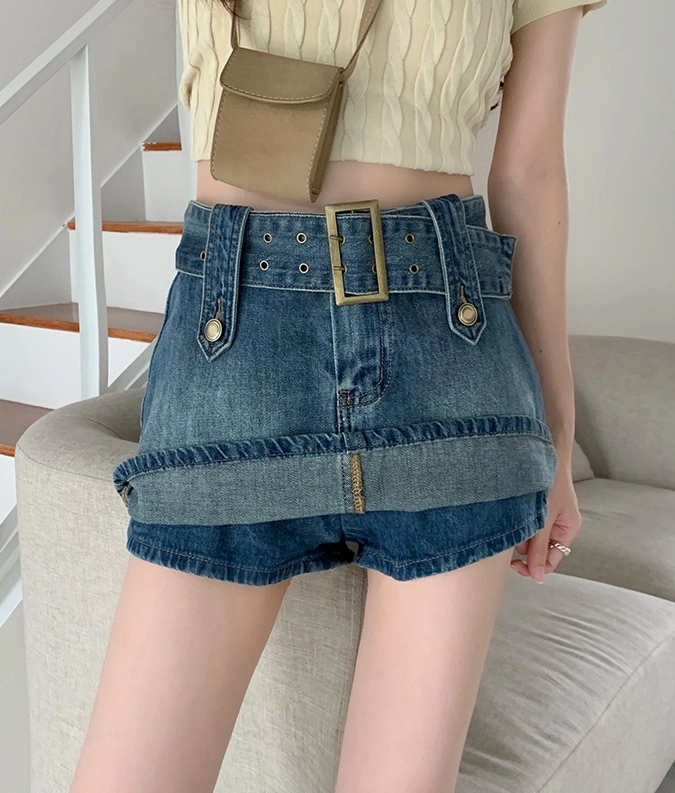 Blue Denim Belted Mini Skirt | Chung Ha - Fashion Chingu