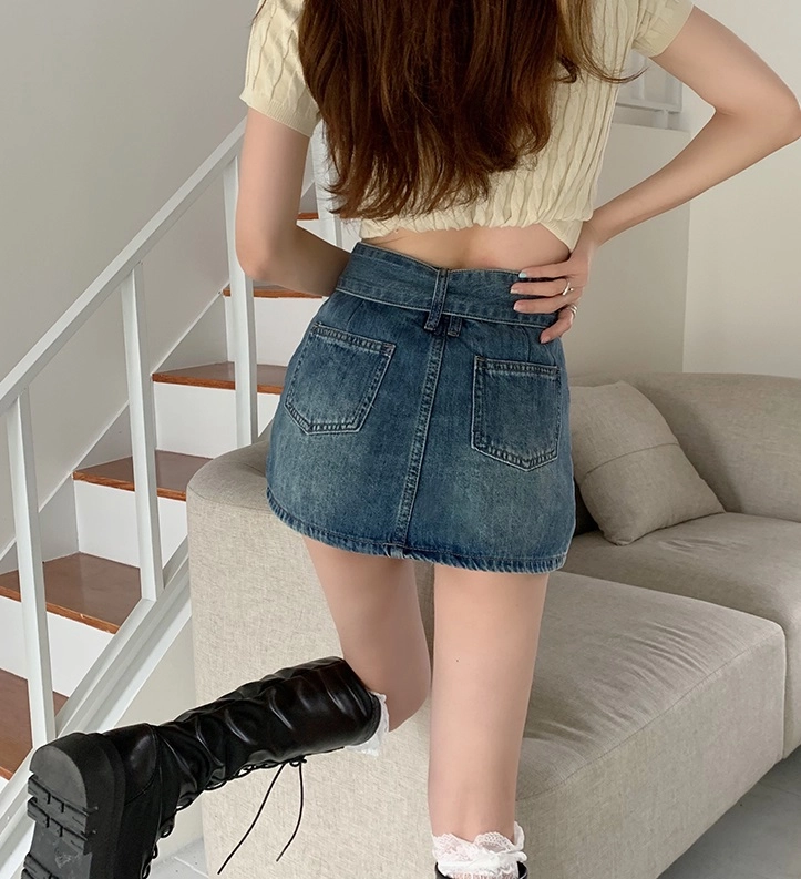 Blue Denim Belted Mini Skirt | Chung Ha - Fashion Chingu
