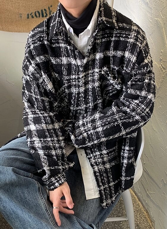 Black Fancy Checkered Jacket | Jimin - BTS - Fashion Chingu