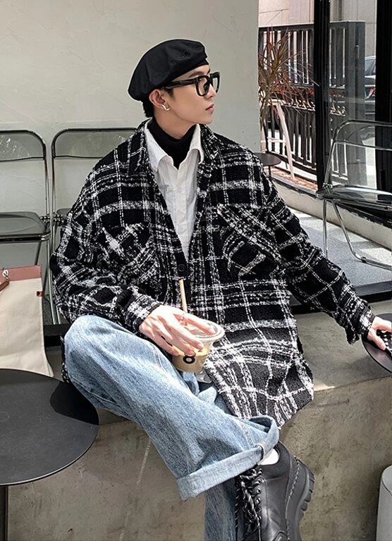 Black Fancy Checkered Jacket | Jimin - BTS - Fashion Chingu