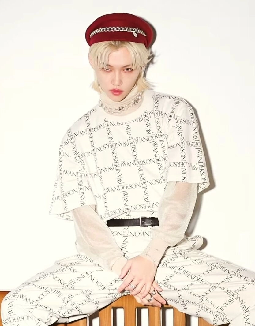 Red Cap With Chain Detail | Felix - Stray Kids - Fashion Chingu