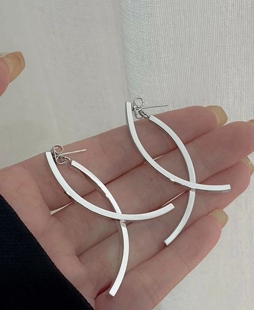 Silver Curved Stick Drop Earrings | Jimin - BTS - Fashion Chingu