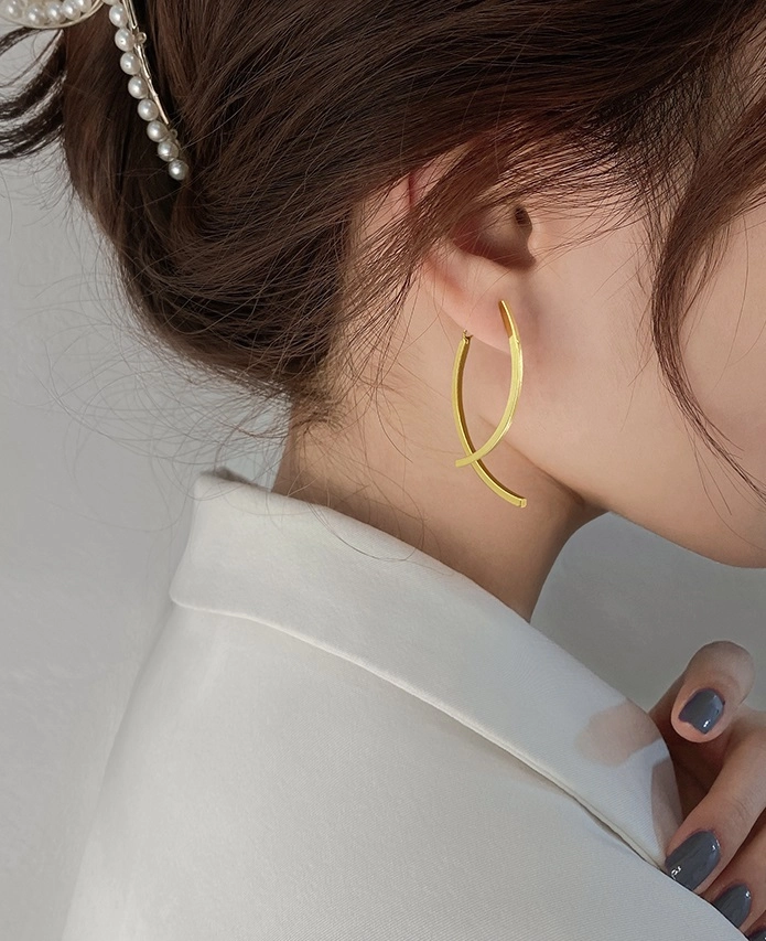 Silver Curved Stick Drop Earrings | Jimin - BTS - Fashion Chingu