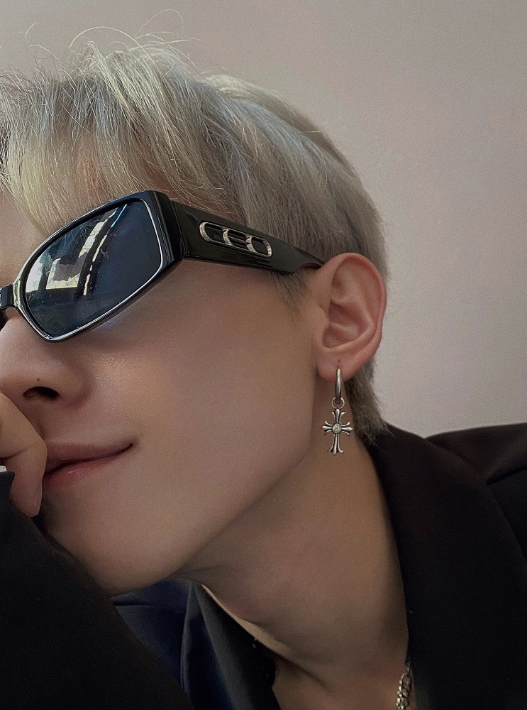 Silver Cross Hoop Earrings | Jimin – BTS - Fashion Chingu