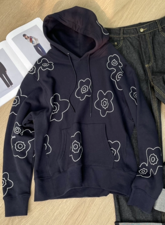Hoodie Bts Jacket Rm Black Flower Embroidered Hoodie RM BTS