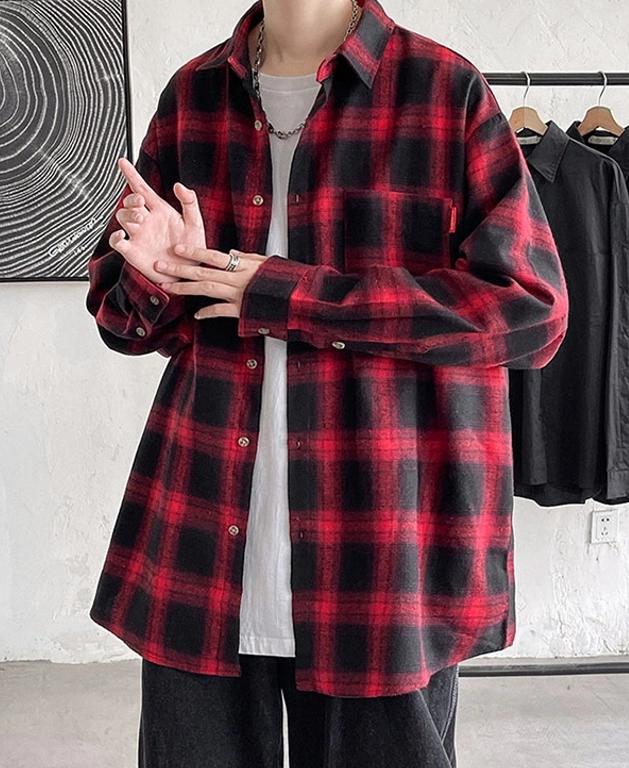 Red Plaid Oversized Shirt | Jin - BTS - Fashion Chingu