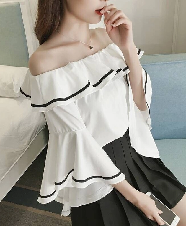 White Flowy Off-Shoulders Top | Irene - Red Velvet - Fashion