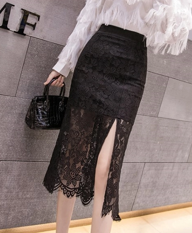 Black High-Waist Lace Skirt | Chung Ha - Fashion Chingu