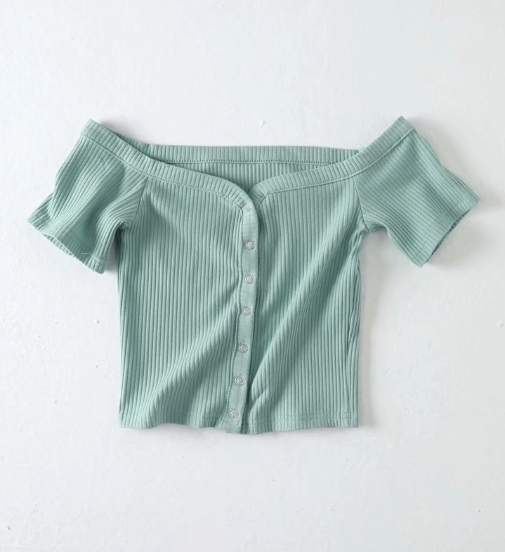 トップス momo White Off-Shoulder Cropped Top | Momo - Twice - Fashion Chingu