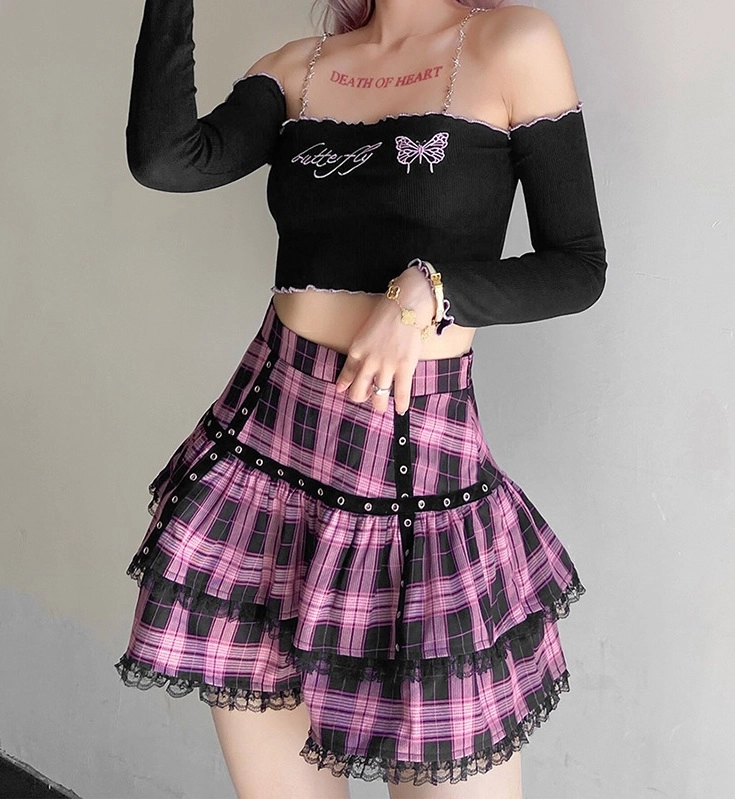 Lilac Plaid Skirt | Ningning - Aespa - Fashion Chingu