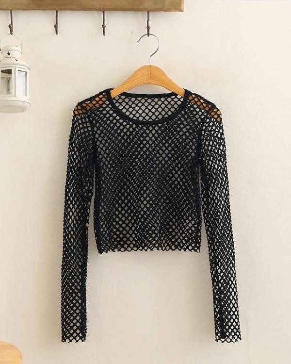 Black Wide Mesh Top | Jeongin - Stray Kids - Fashion Chingu