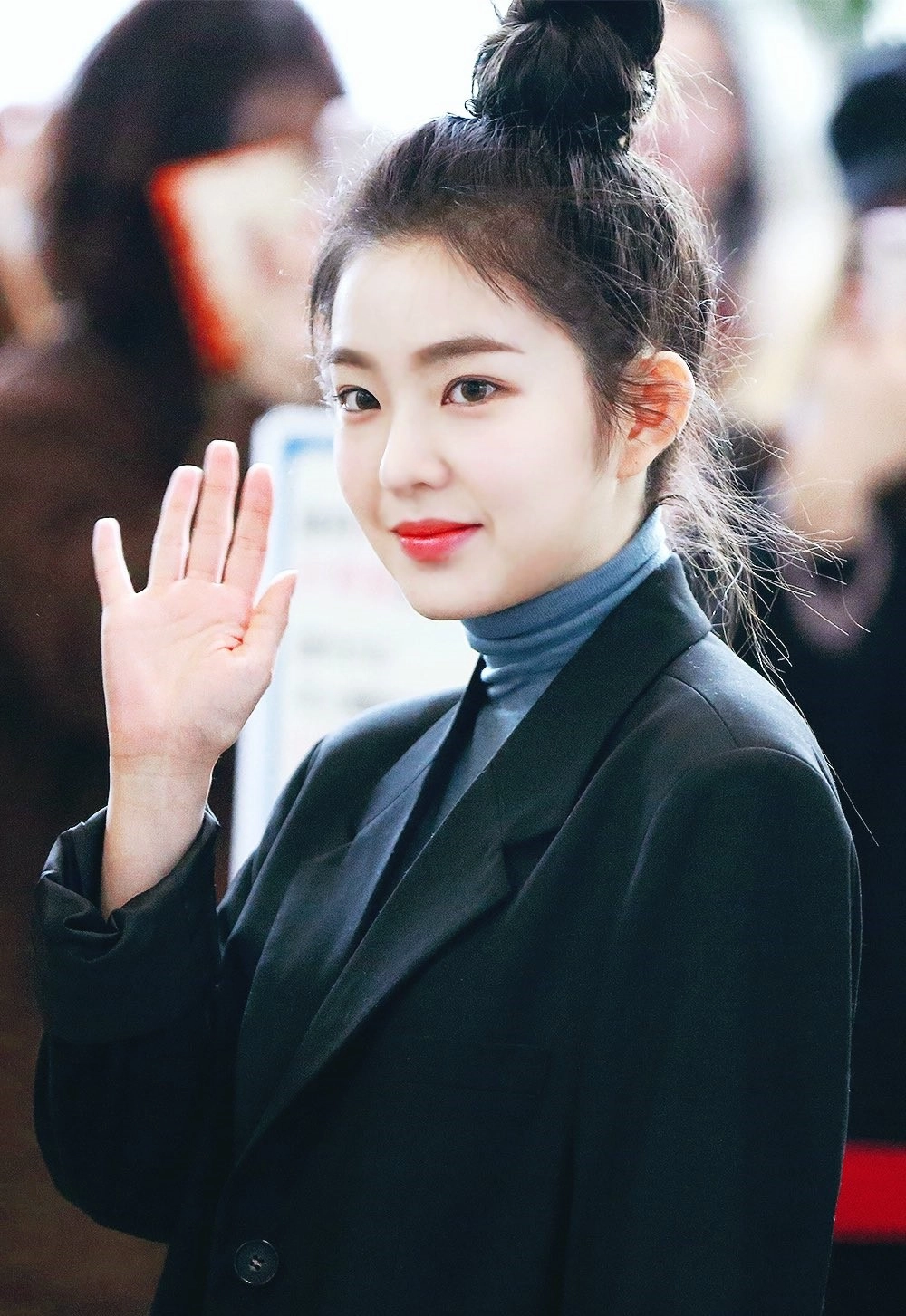 Blue Knitted Turtleneck Top | Irene - Red Velvet - Fashion Chingu