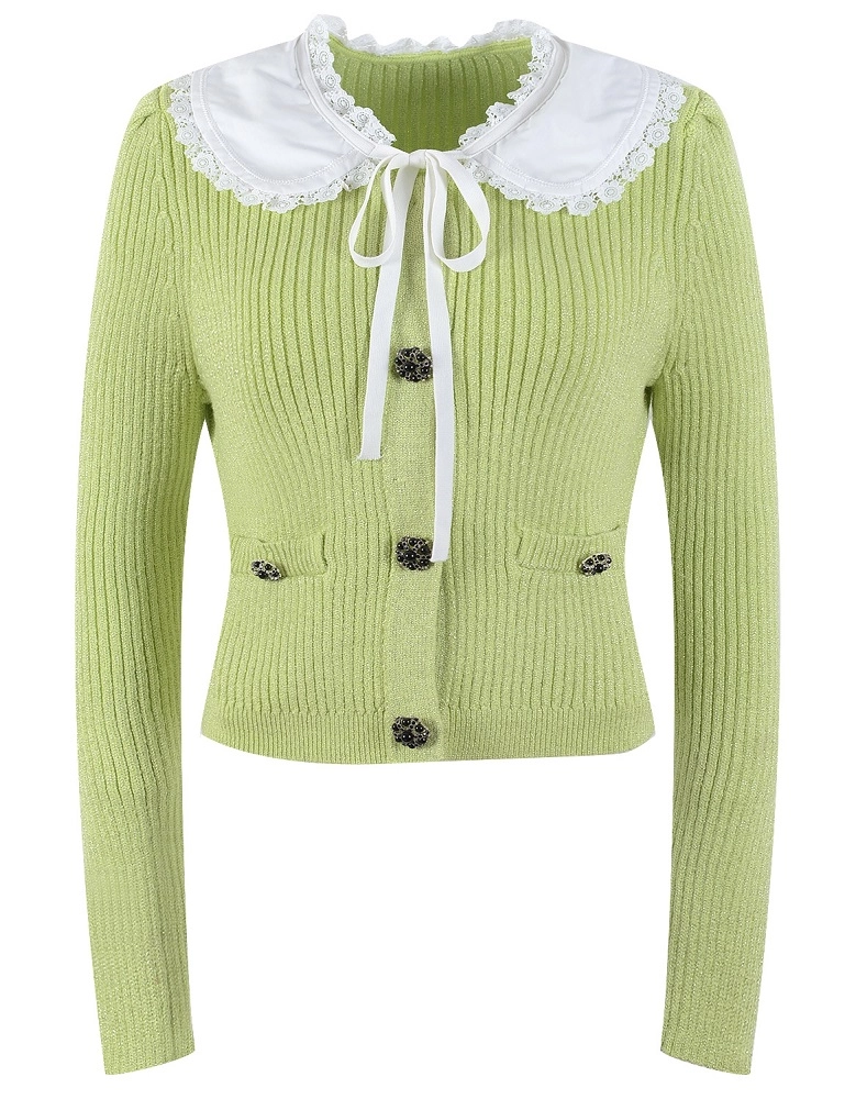 Green Glittered Cardigan With Collar | Jennie - BlackPink