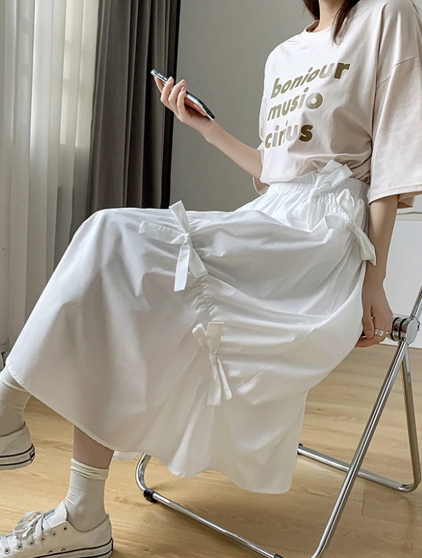 White Mid-Length Bow Skirt | Yeojin - Loona - Fashion Chingu