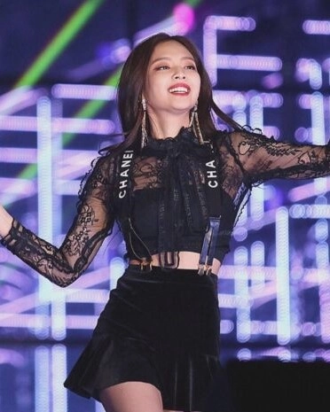 Black Top with Lace and Skirt Set | Jennie - Blackpink