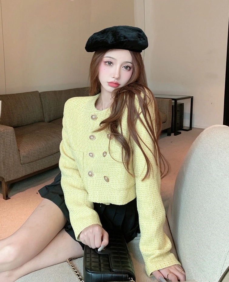 Yellow Tweed Cropped Jacket | Lisa - BlackPink - Fashion Chingu