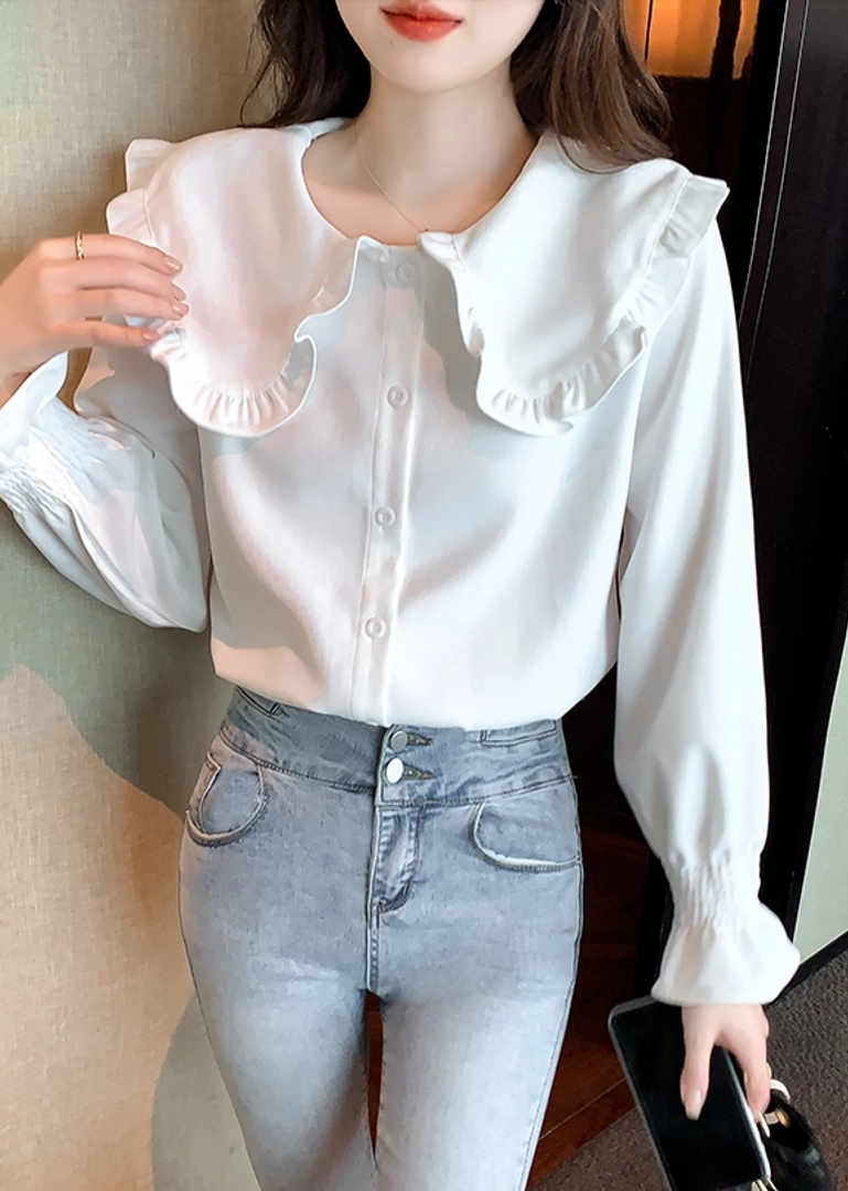 muguet frill sailor collar blouson ホワイト muguet frill sailor collar blouson ホワイト
