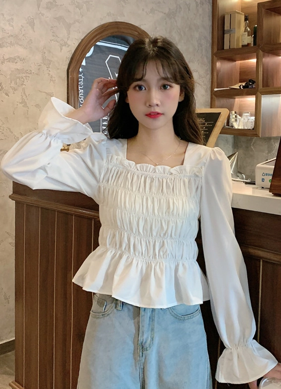 White Ruffled Square Neck Top | E:U - Everglow - Fashion Chingu