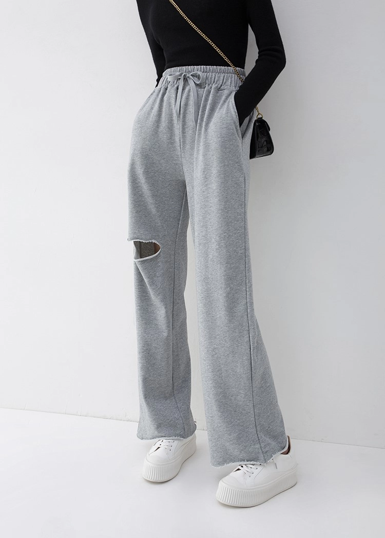 Grey Ripped Jogging Pants | Rose - BlackPink - Fashion Chingu Grey Ripped Jogging Pants | Rose - BlackPink - Fashion Chingu