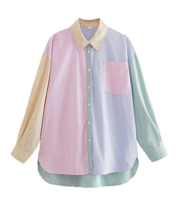 【COOR】 Cotton pinstripe t-shirt / 追跡付 Rhinestone striped shirt Bicolor For Women | Maje