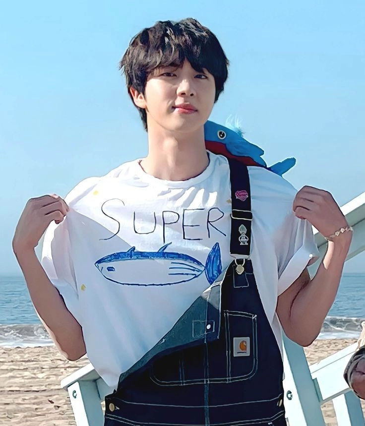 JIN Tシャツ　BLACK_JIN S/S T-SHIRT ジンくん White Super Tuna T-Shirt | Jin - BTS - Fashion Chingu