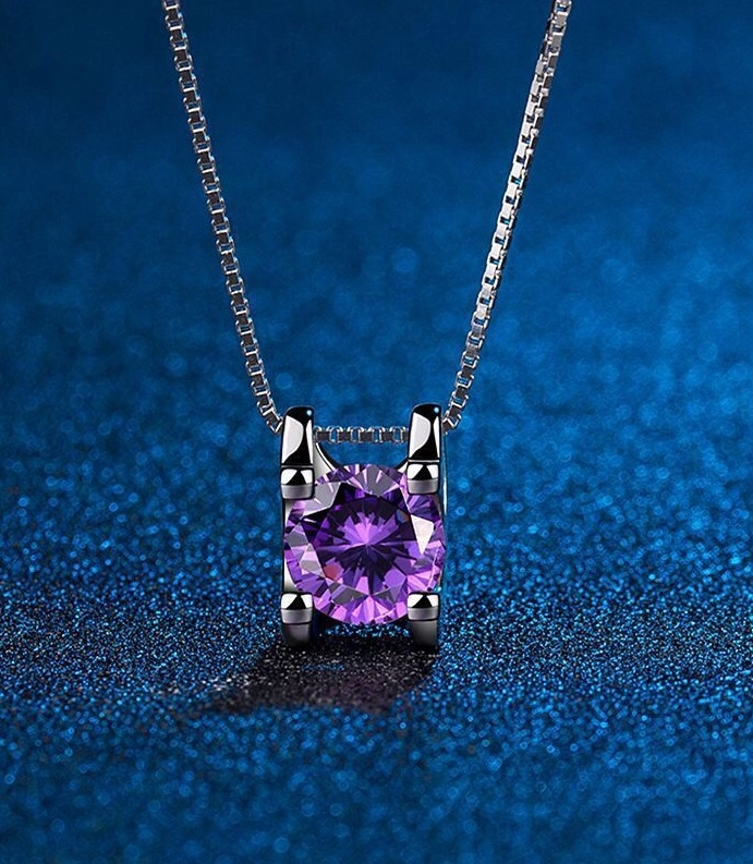 BTS JIN愛用 ☆APHROSE☆ PERSONA COLOR STONE PENDANT NECKLACE Lilac Rhinestone Necklace | Suga - BTS - Fashion Chingu