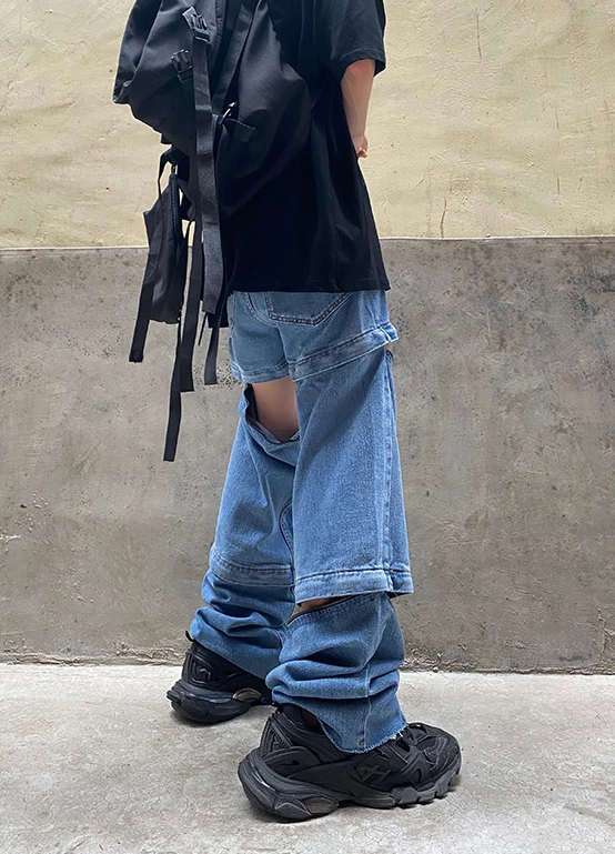 【VETEZE】22SS★ Cut Off Pointed Denim Pants Blue Cut-Off Pointed Denim Jeans | Wheein - Mamamoo