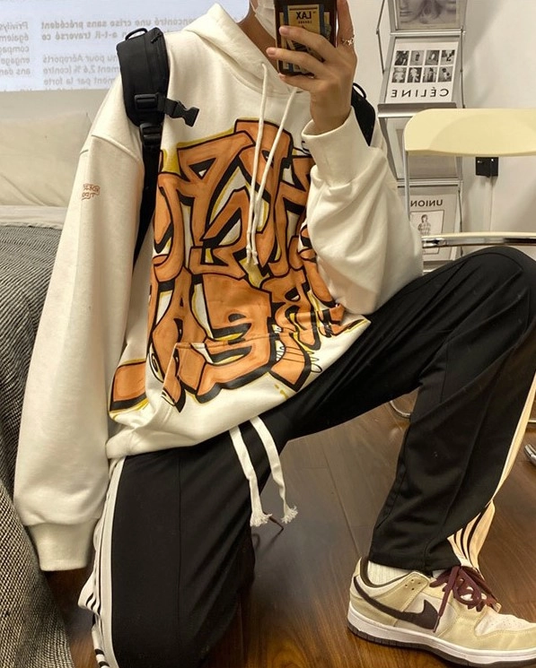 White Graffiti Hoodie Jisung Stray Kids Fashion Chingu