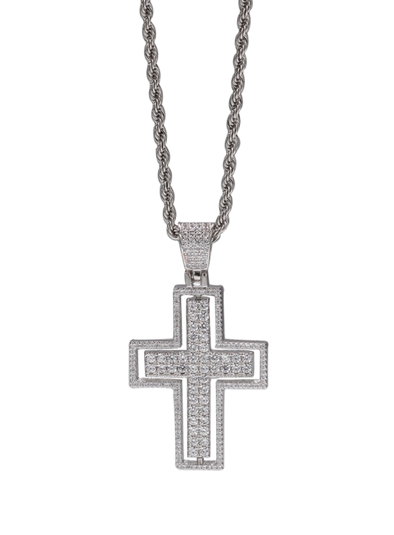 Silver Diamond Cross Necklace | Yuta - NCT - Fashion Chingu