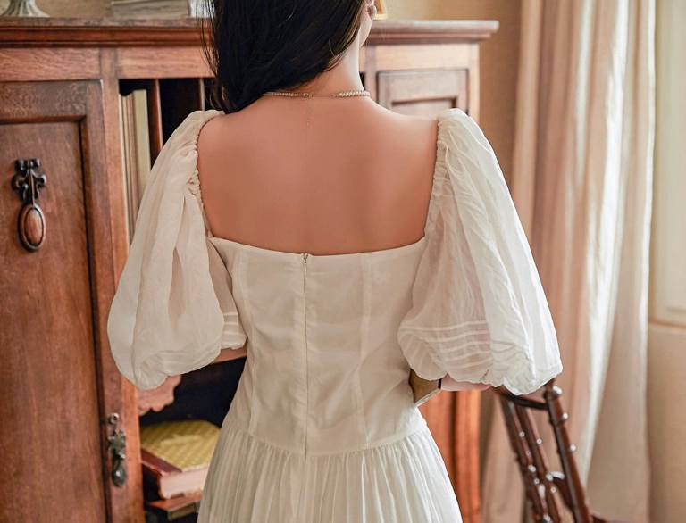 ◆Loulouseoul◆ Sheer Puff Long Dress Ivory Sheer Puff Long Dress (Ivory) - LOULOUSEOUL