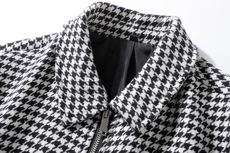 Black & White チェック柄ジャケット Black And White Houndstooth Zip Up Jacket | Kai - EXO - Fashion Chingu