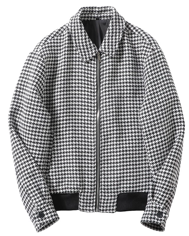 Black And White Houndstooth Zip Up Jacket | Kai - EXO - Fashion Chingu