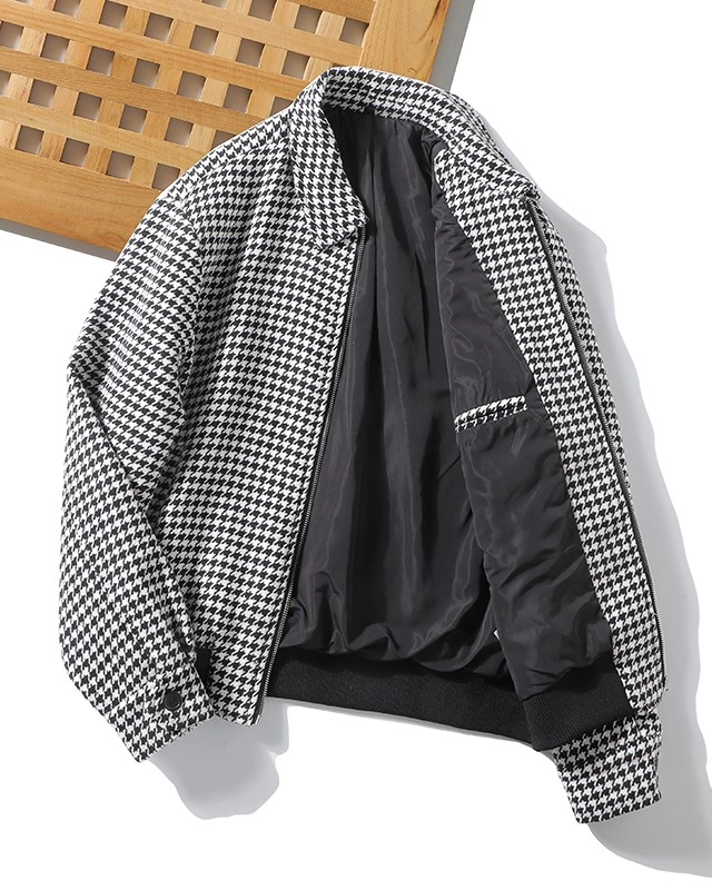 Black And White Houndstooth Zip Up Jacket | Kai - EXO