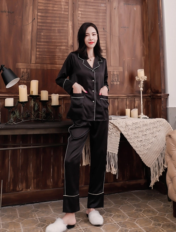 Black Chic Satin Pajama Set | Jun - Seventeen - Fashion Chingu
