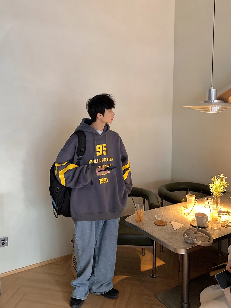 Blue Banded Sleeves Oversized Hoodie | Heeseung - Enhypen