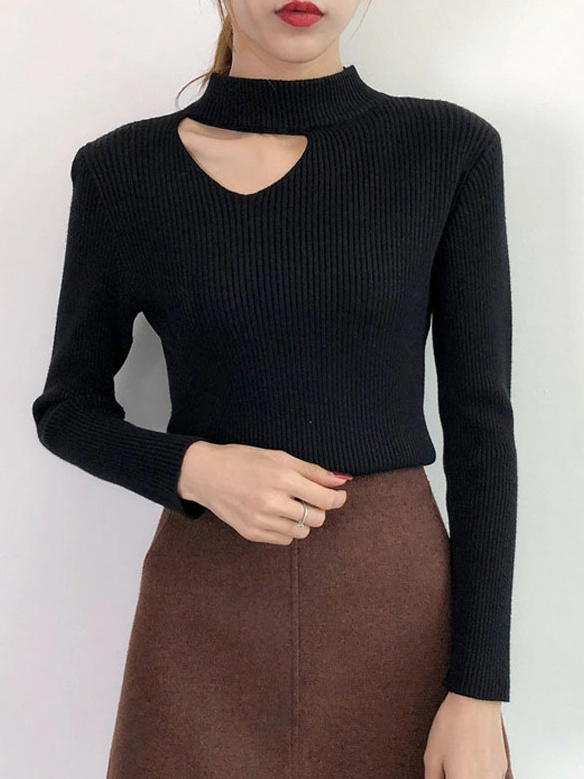 White Collarbone Cut Ribbed Sweater | Tzuyu - Twice