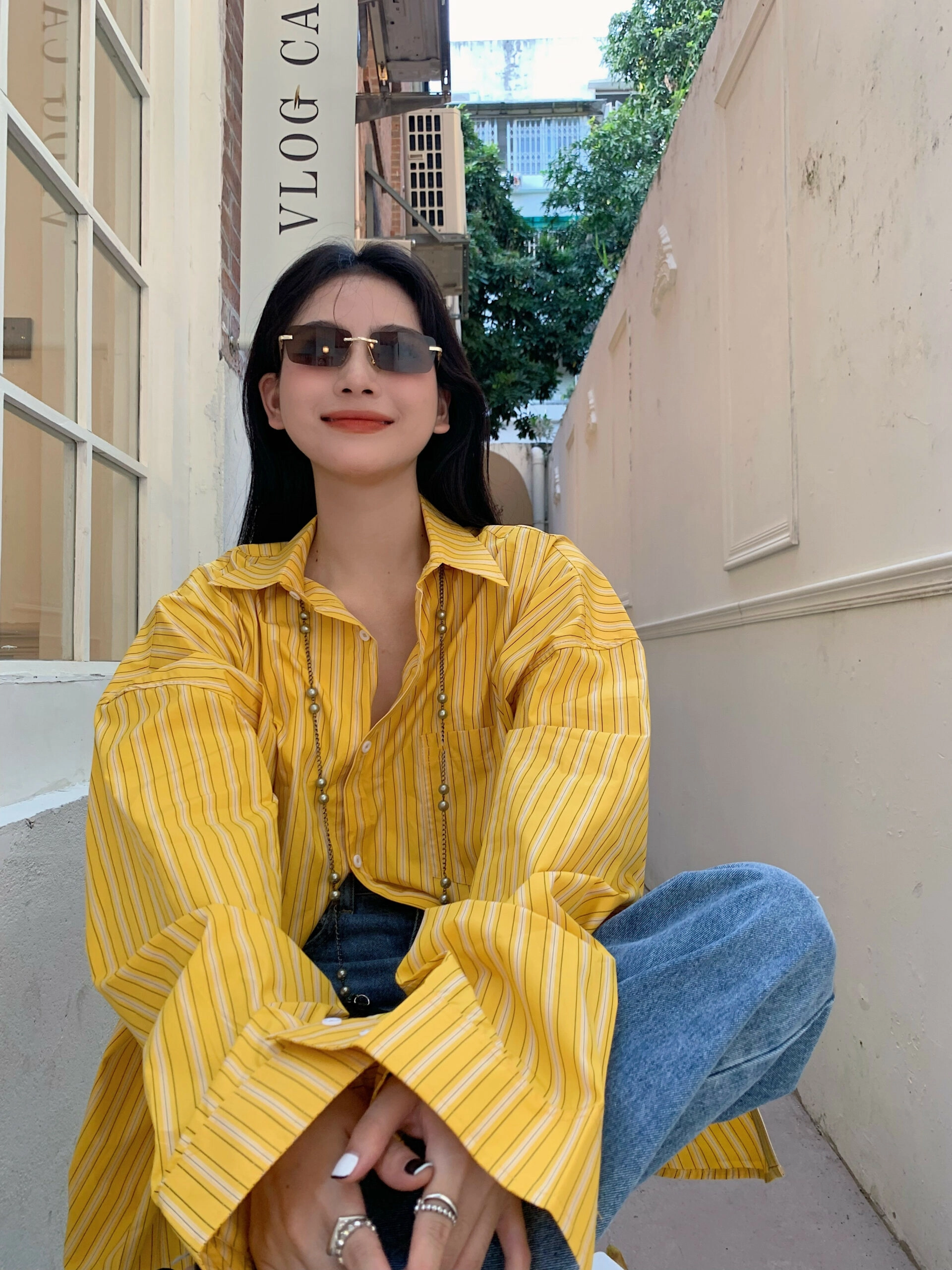 Yellow Striped Oversized Shirt | Sunghoon - Enhypen