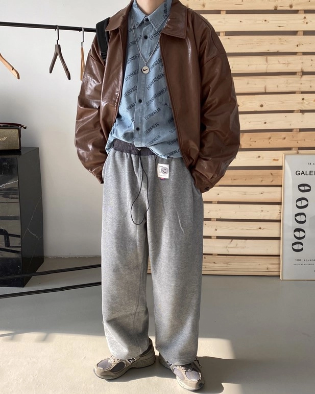 Brown Synthetic Leather Jacket | Jun - Seventeen - Fashion Chingu