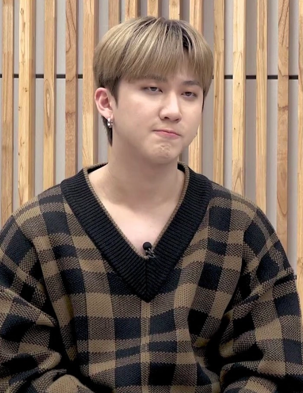 Brown Plaid Knit Sweater Changbin Stray Kids Fashion Chingu