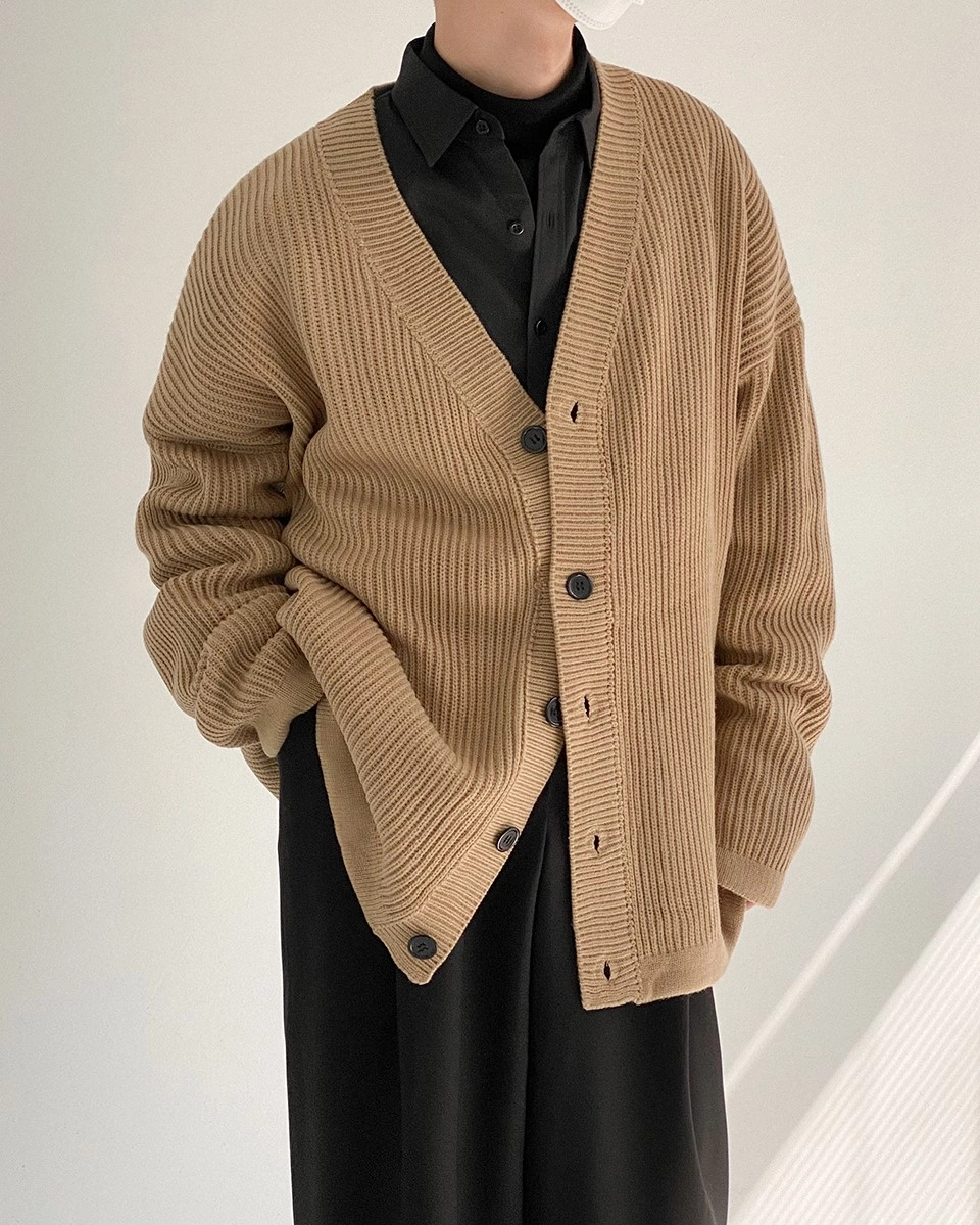 トップス SG Line Knit Cardigan (Brown) Gracie Oversized Knit Cardigan - Brown – Peppermayo US