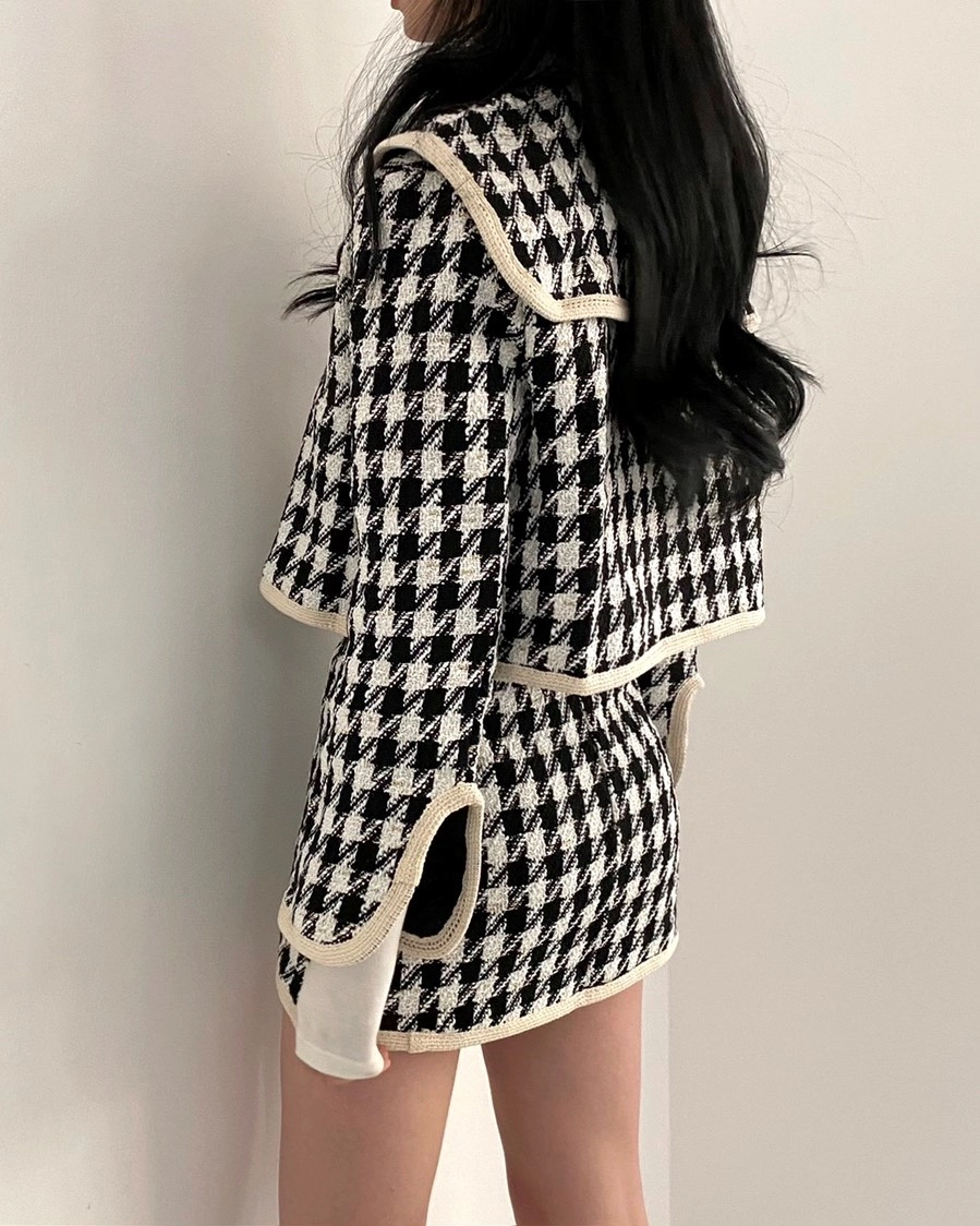 White And Black Tweed Mini Skirt | Miyeon - (G)-IDLE